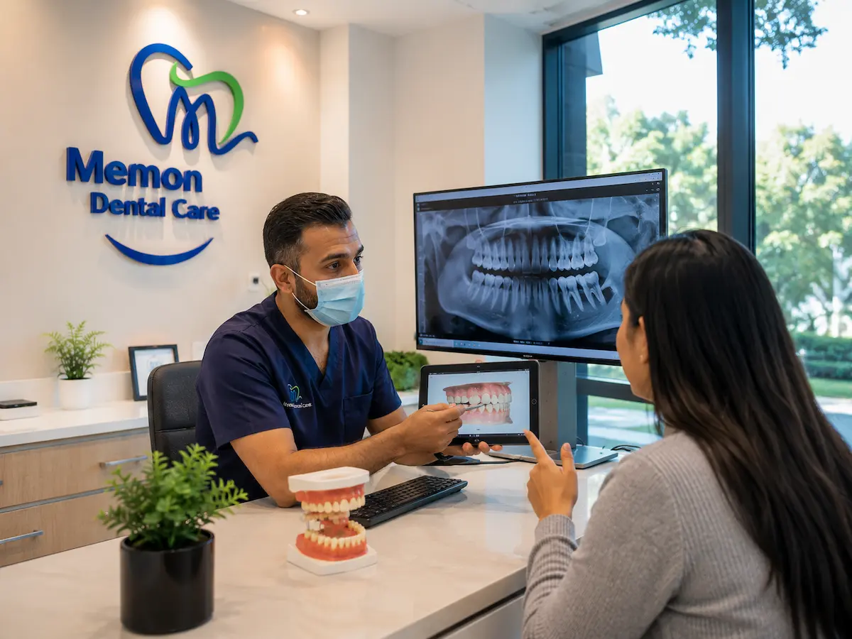 Experienced dentist discussing treatment options with a patient during a consultation at a modern dental clinic in Castle Hill.